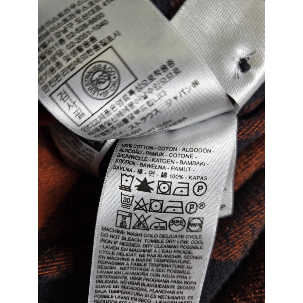 Levi's Shirt Mens Large Orange Plaid Flannel Long Sleeve Button Front Relaxed - Picture 6 of 12
